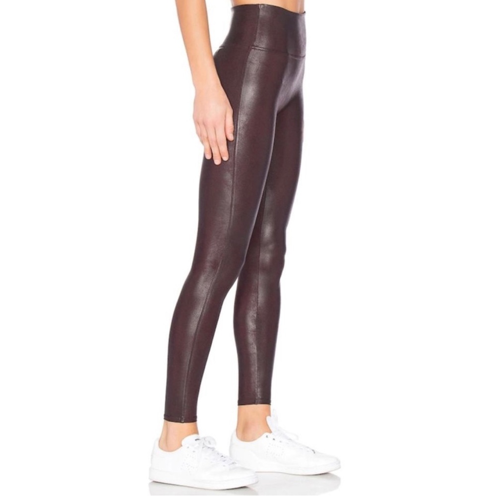 NWOT- SPANX, Faux Leather Leggings in Merlot